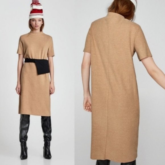 camel dress zara